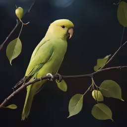 a yellow bird is perched on the branch of a tree