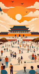 the art of illustration showing the forbidden city of china