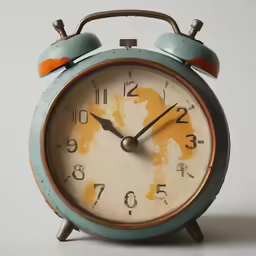 an old analog clock is worn and faded