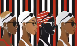 a group of women wearing ear rings and towel