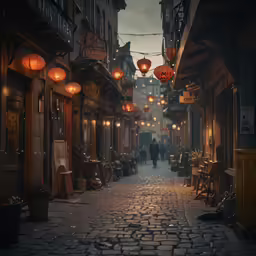 a woman is standing alone in an alley