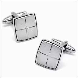 mens sterling plated cufflink with square and rectangle patterns
