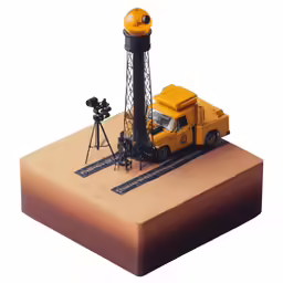 a toy truck is next to a drillor