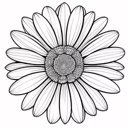 a black and white flower in the middle of the image,an illustration of a black and white daisy
