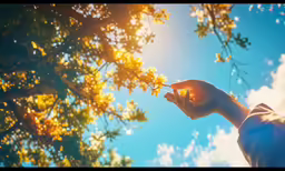 a man is holding something in the air