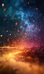 an abstract photo of bright orange, yellow and blue colors