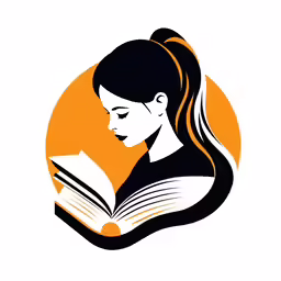 a woman reading a book and looking down