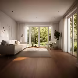 a living room with hardwood floors and a large sliding glass doors