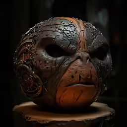 a clay animal head that is on a table