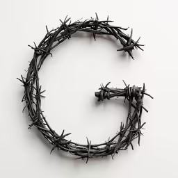 the letter c made of barbed wire