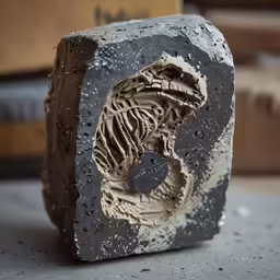 a stone that has a horse figure in the middle