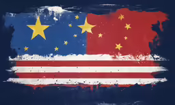a drawing with white paint over an american flag