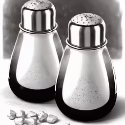 salt and pepper mill set in color drawing