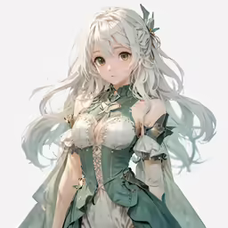 a woman in white clothes and a long hair