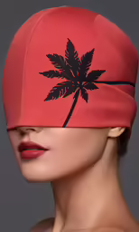 a woman with red lipstick and a headscarf has a tree painted on it