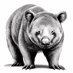 a drawing of a bear with big paws