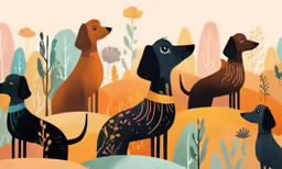 dogs are standing and looking in the opposite directions