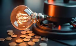 a light bulb is attached to a lightbulb on a table