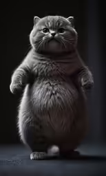 a cat standing up with one paw in the air