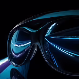 a pair of sunglasses with a blue glass frame