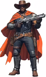a man dressed as the wild west with a gun