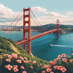 a large long bridge spanning the width of a body of water