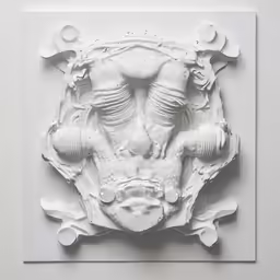 the plaster of a face is placed on the wall