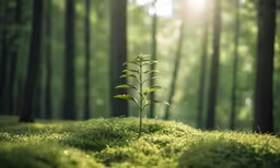 a plant growing on a field in the woods