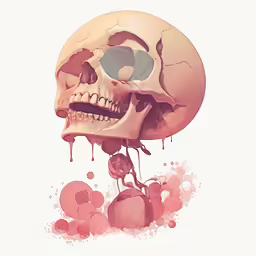 a skull with water and ink dripping off it