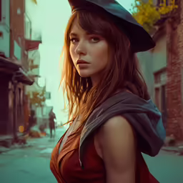 a beautiful young lady standing in the street