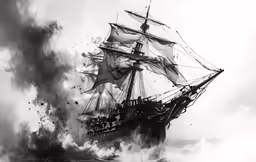 an old photo of an unknown pirates ship