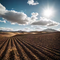 large fields in a deserted area near mountains