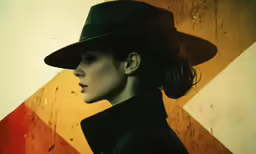 the woman in a hat is wearing black