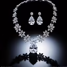 the necklace and earrings of the bride are glowing