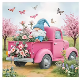 there is an old pink truck in the field