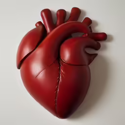 an almost empty red human heart on a white background