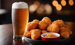 there is food that is sitting on the table next to a glass