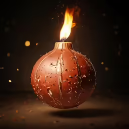 a decorative candle burning and covered with raindrops