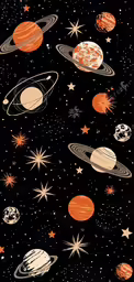 an art work featuring planets and stars