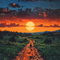 a person riding a bike down a dirt road