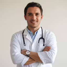 a man wearing white coat with a stethoscope