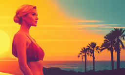 a beautiful young blond standing next to the ocean