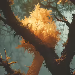 the sun is shining on a tree limb