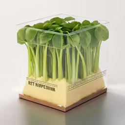 a bunch of green sprouts in a clear box