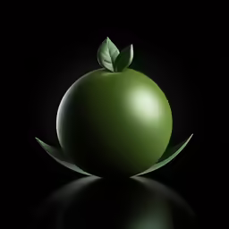 a green apple with leaves on it