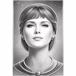 a drawing of a woman with short hair
