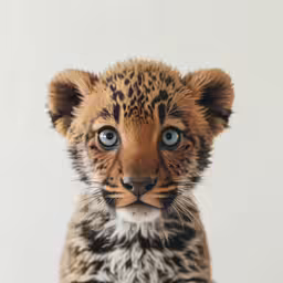 the baby tiger has blue eyes and a fur coat