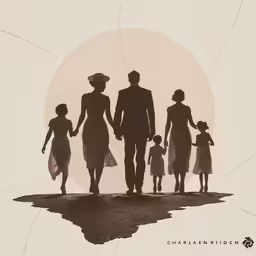 a silhouette of a family, from a single photo