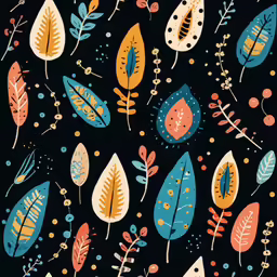 a pattern with colorful leaves on it