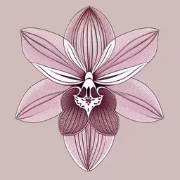 an abstract illustration with leaves and a flower